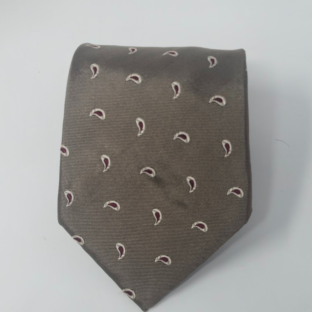 Vintage Lands' End Long Tie Men's 100% Silk Brown Paisley Handsewn In The USA
